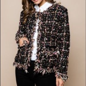 New Boutique Gorgeous Soft Tweed Jacket w Pockets